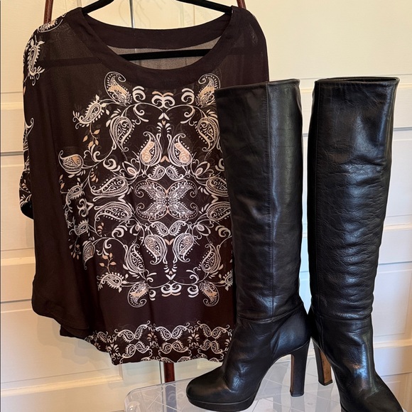 Boho Batwing Dolman Sleeve Paisley Blouse Sheer Flowy Festival Top - Picture 2 of 9